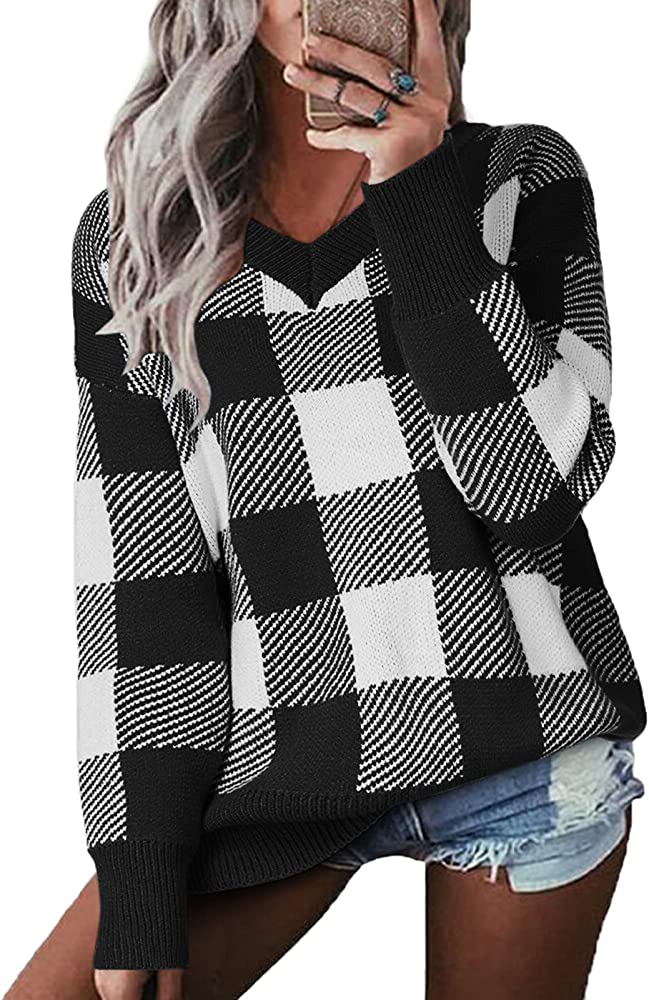 Womens buffalo plaid sweater clearance