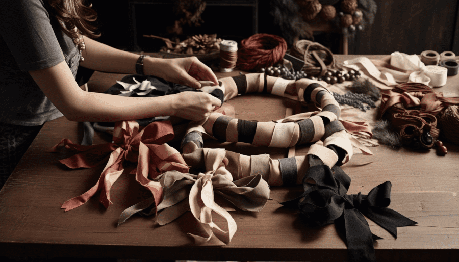 how to make a bow for a wreath with multiple ribbons